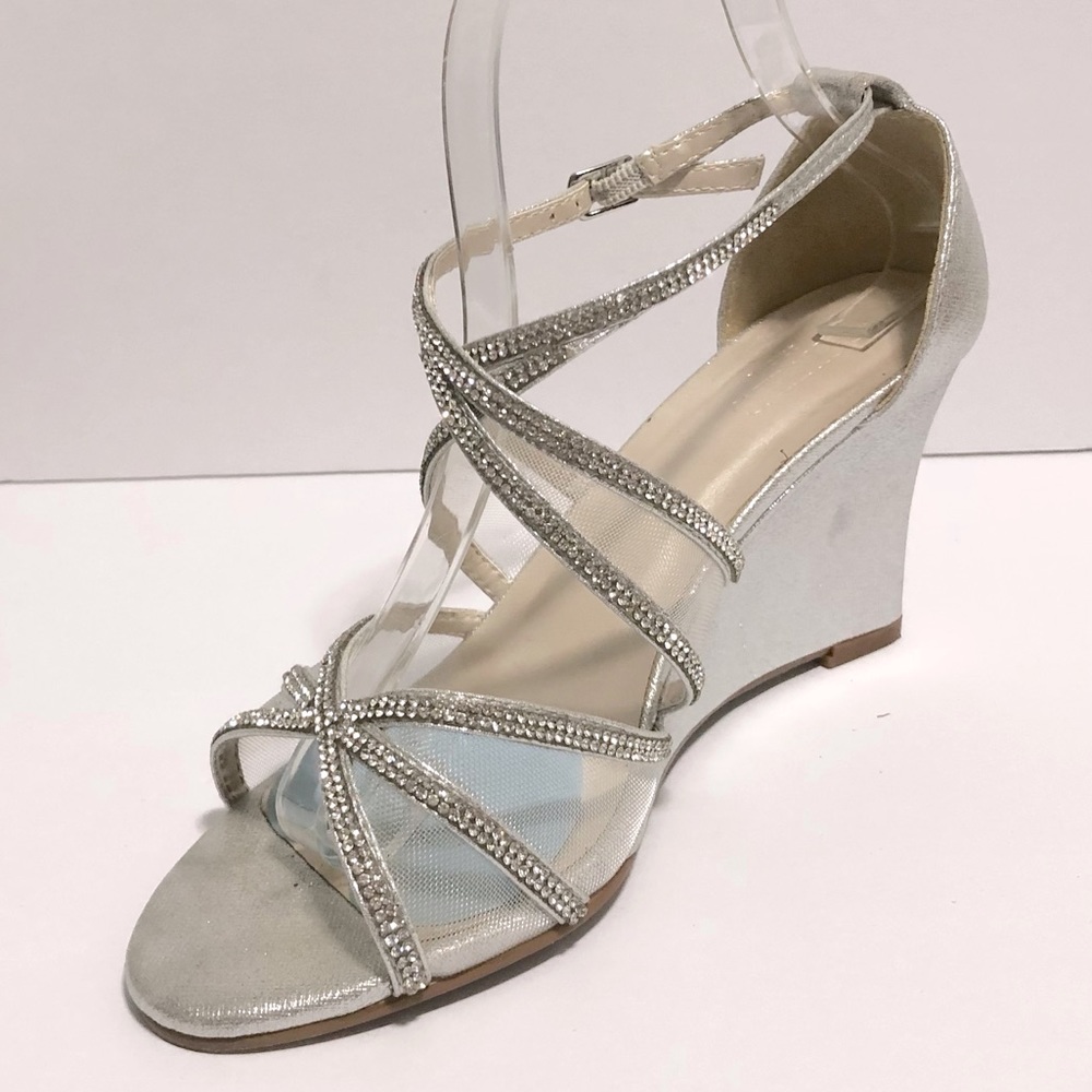 Silver Rhinestone Strappy Wedge Sandal - Women - Picture 8 of 15